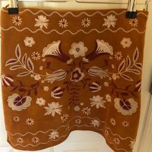 Francesca’s Embroidered Faux Suede Skirt
